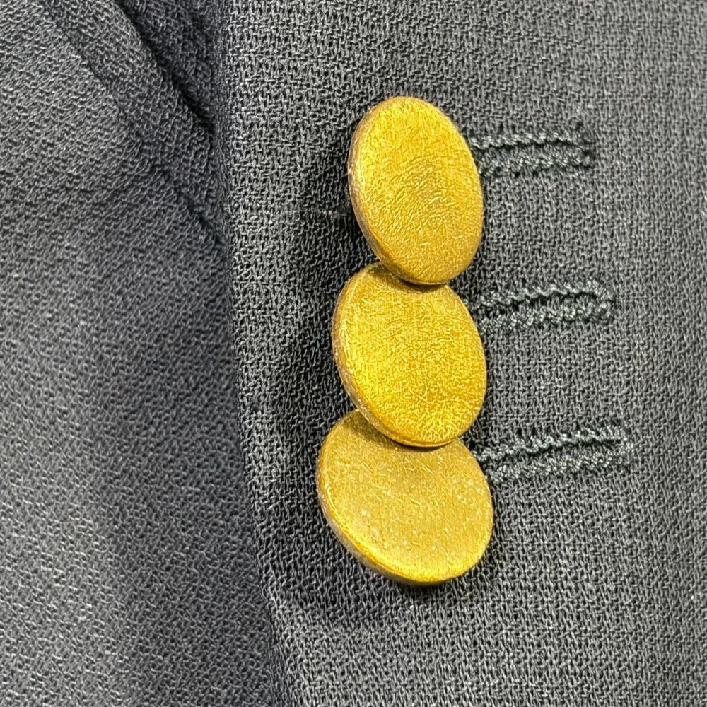 Vintage Italian Luxury Armani Collezioni Navy 100% Wool Blazer 44R Gold Buttons